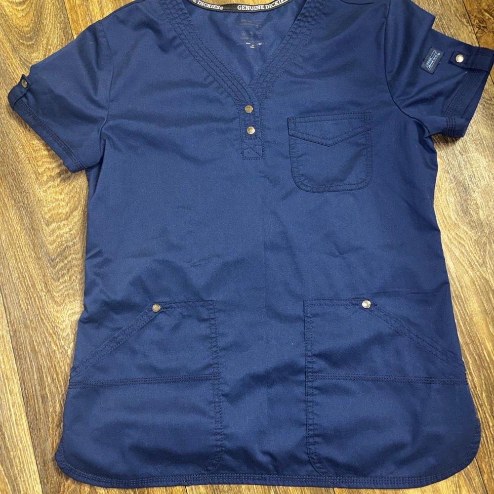 Dickies Dark Blue V-Neck Scrub Top